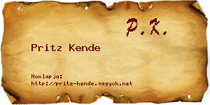 Pritz Kende névjegykártya